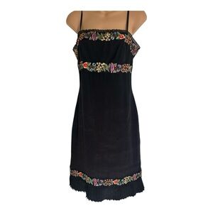 Sue Wong Vintage Black Dress with Colorful Floral Embroidery 6